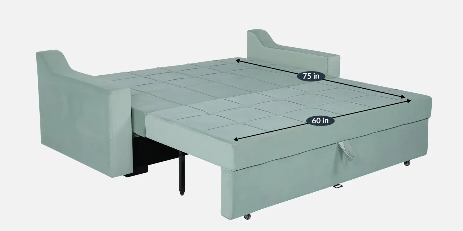 Jason Fabric 3 Seater Pull Out Sofa Cum Bed In Suka Blue Colour - Febonic Living