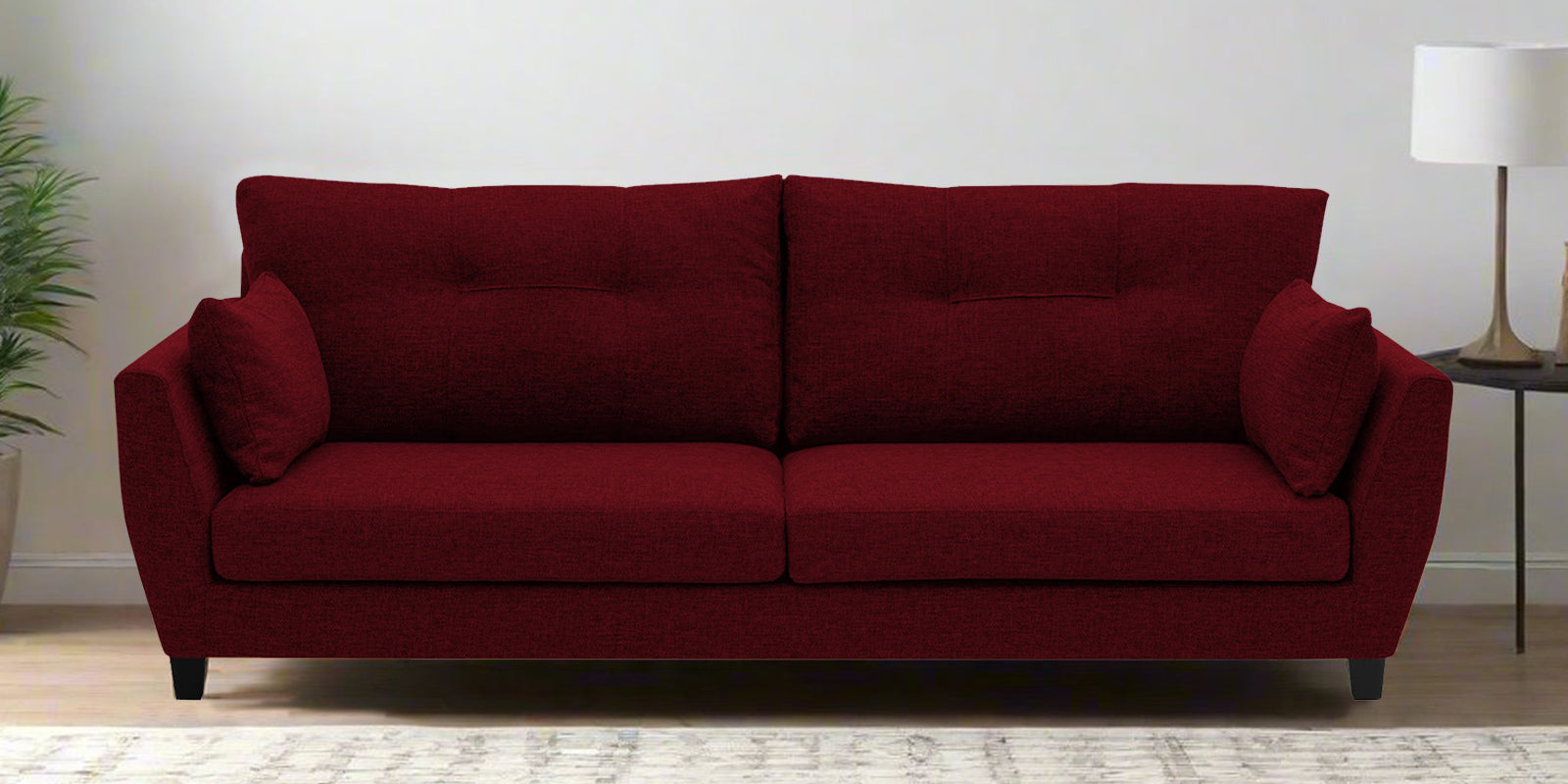 Mario Fabric 3 Seater Sofa In Ruby Red Colour - Febonic Living