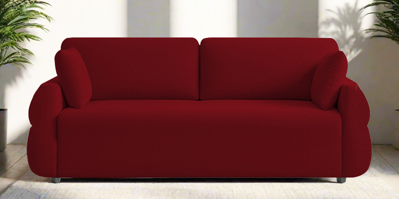 Jack Fabric 3 Seater Sofa In Ruby Red Colour - Febonic Living