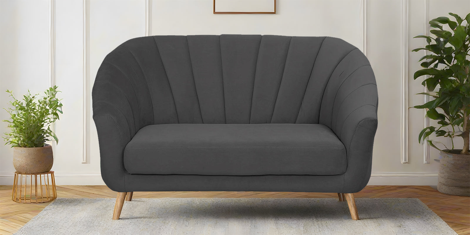 Kaylee Velvet 2 Seater Sofa In Davy grey Colour - Febonic Living