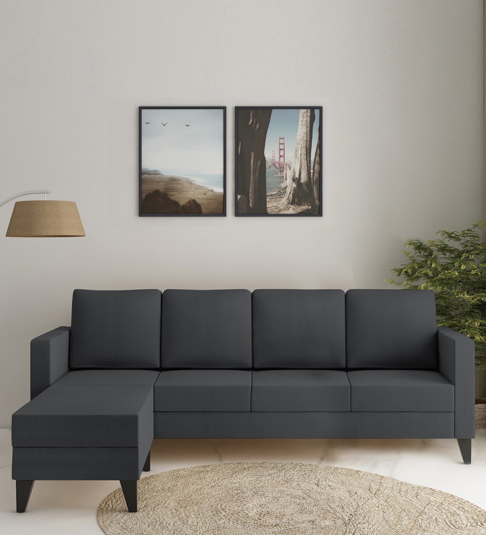 Nori Fabric RHS Sectional Sofa (3+Lounger) In Maba Grey Colour - Febonic Living