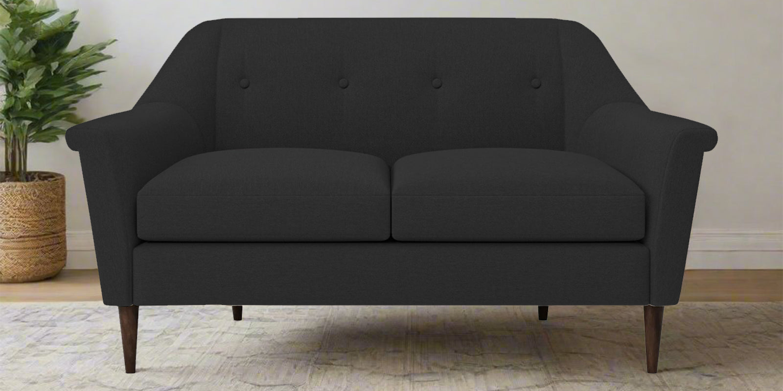 Homer Fabric 2 Seater Sofa In Bitter Black Colour - Febonic Living