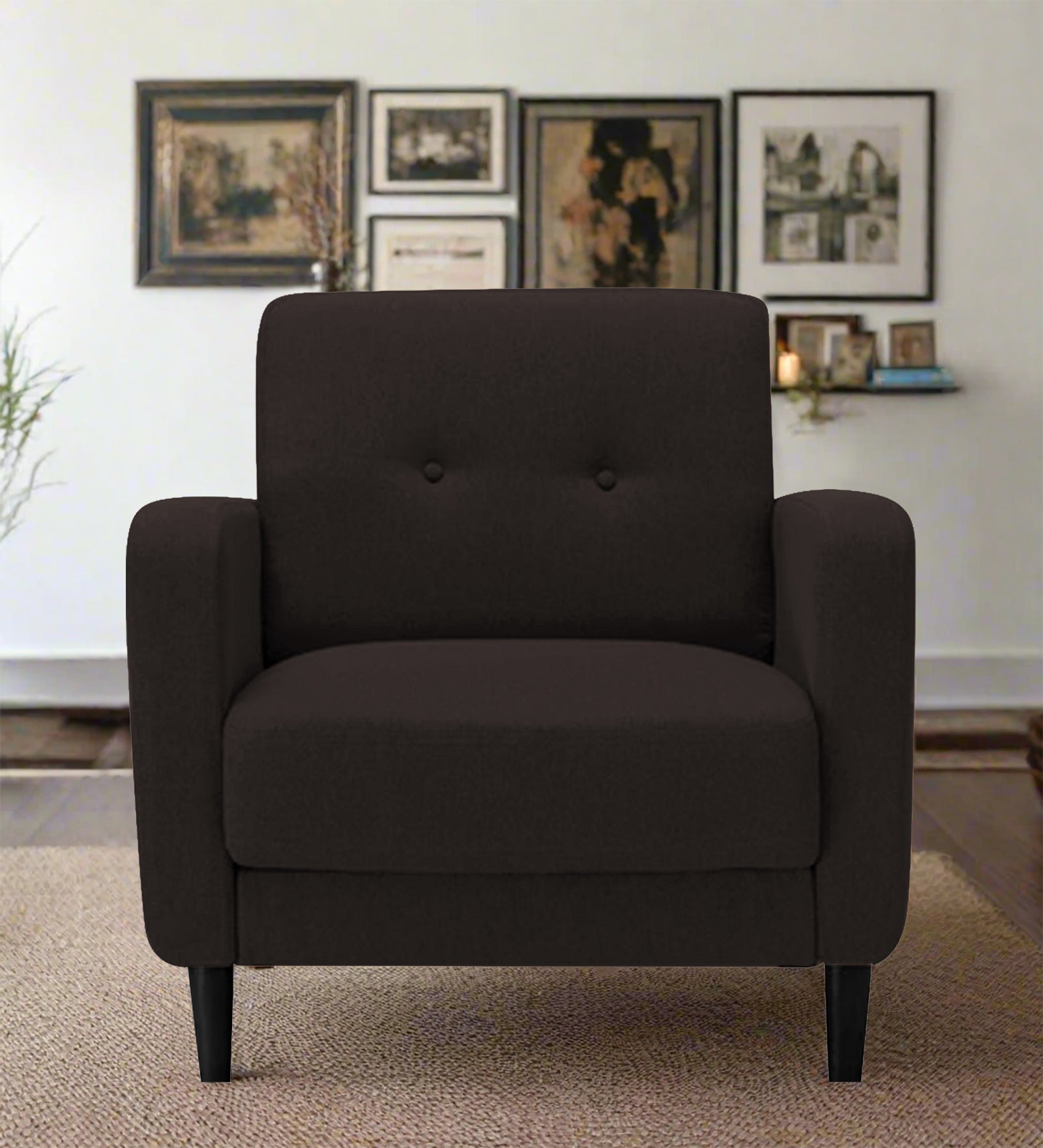 Marq Fabric 1 Seater Sofa In Cara Brown Colour - Febonic Living