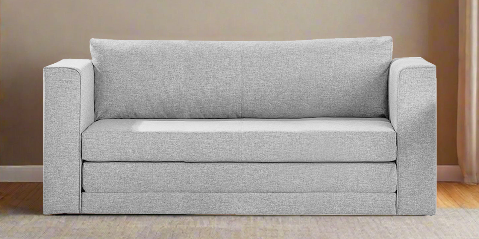 Kenia Fabric 3 Seater Foldable Sofa Cum Bed In Lit Grey Colour - Febonic Living