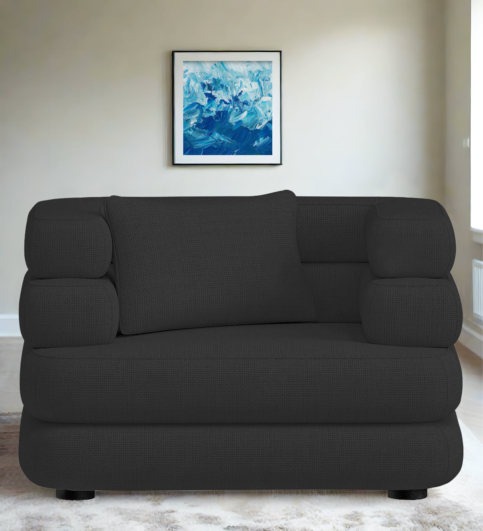 Wener Fabric 1 Seater Sofa In Bitter Black Colour - Febonic Living