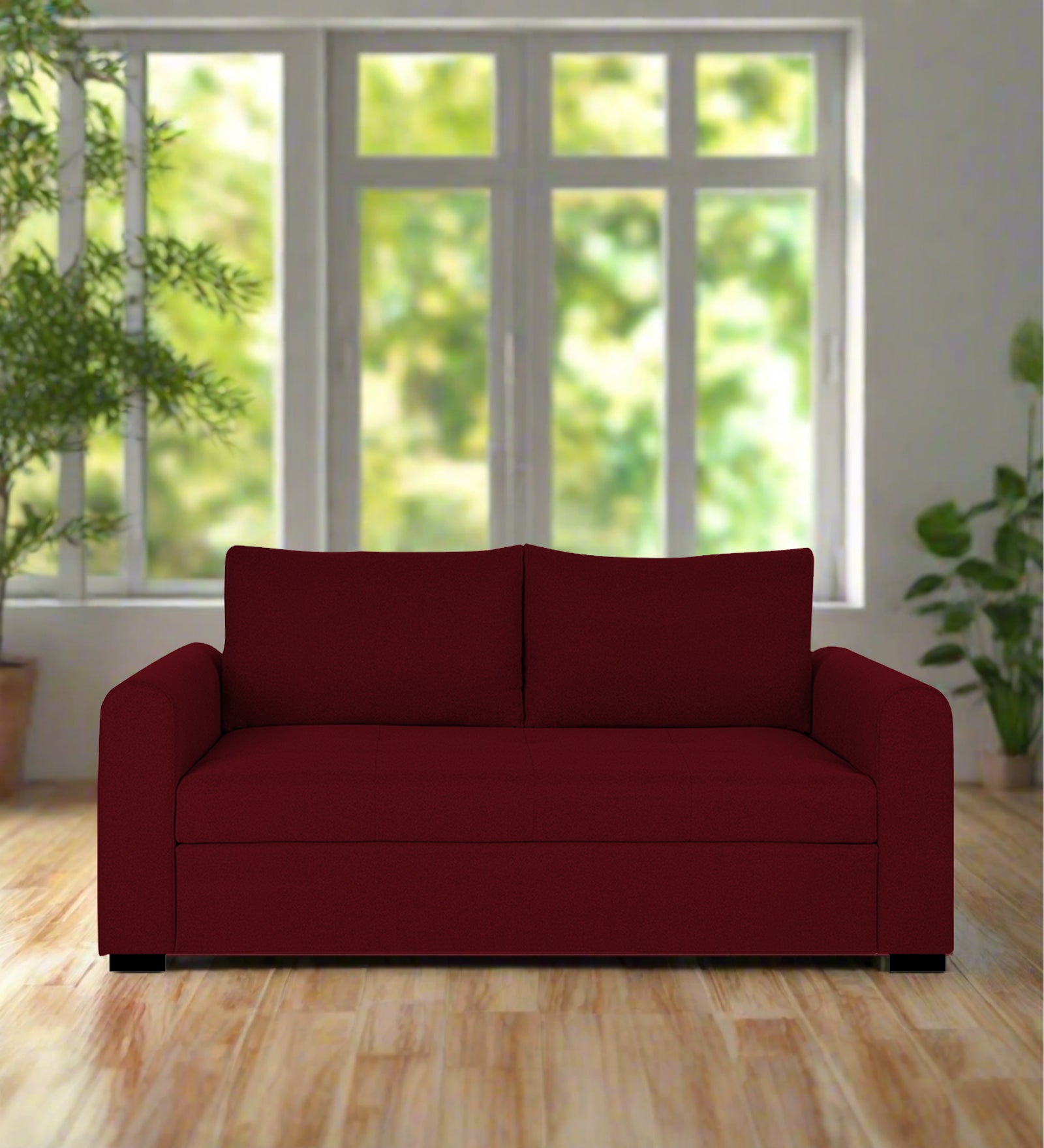 Sigma Fabric 2 Seater Sofa In Ruby Red Colour - Febonic Living