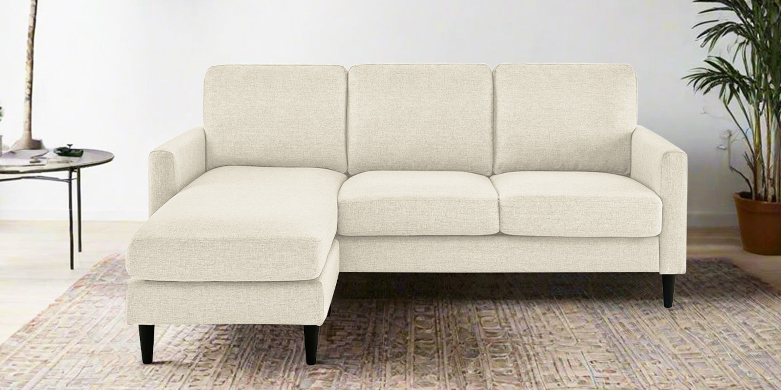 Romie Fabric RHS Sectional Sofa (2+Lounger) In Ivory Cream Colour - Febonic Living