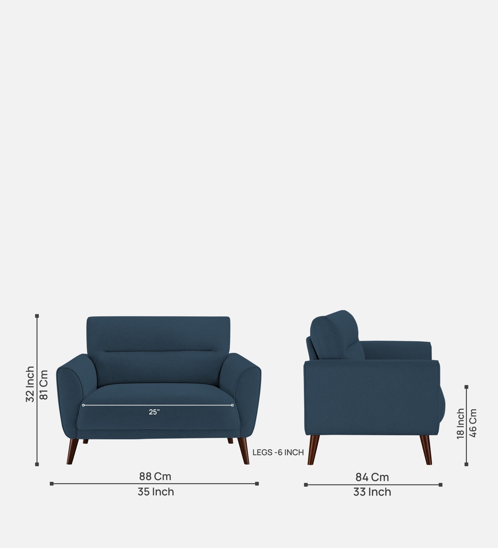 Castro Fabric 1 Seater Sofa In Light Blue Colour - Febonic Living