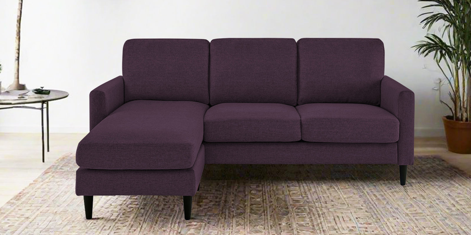 Romie Fabric RHS Sectional Sofa (2+Lounger) In Greek Purple Colour - Febonic Living