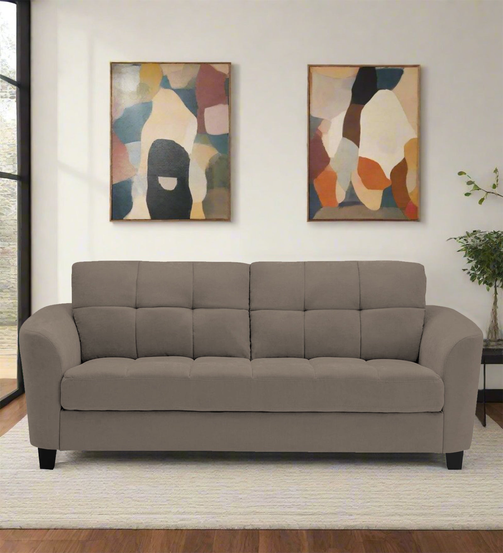 Mulan Fabric 2 Seater Sofa In Hazel Beige Colour - Febonic Living