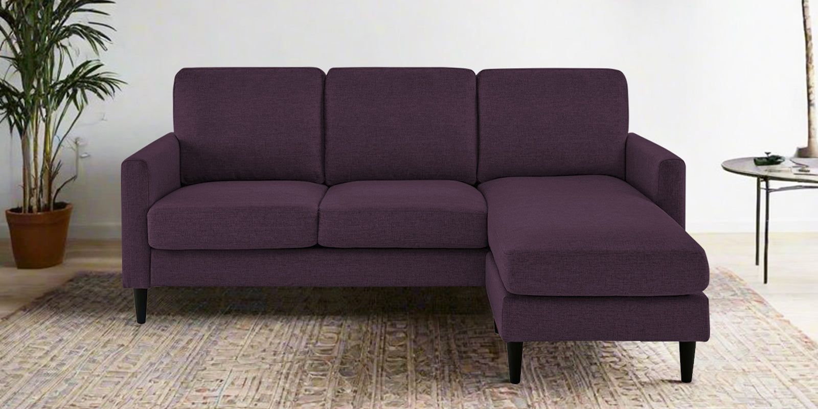 Romie Fabric LHS Sectional Sofa (2+Lounger) In Greek Purple Colour - Febonic Living