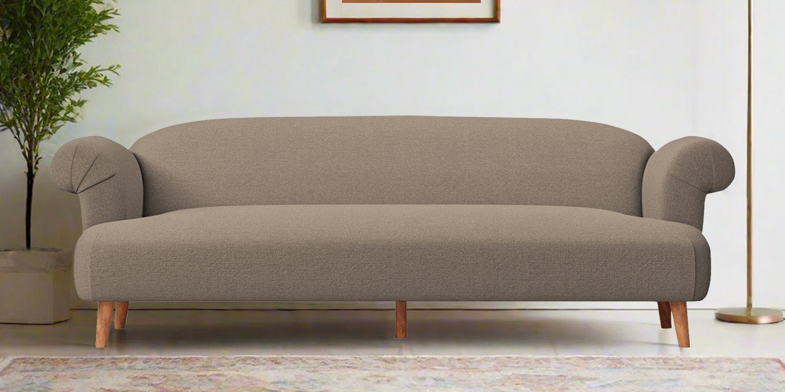 Barber Fabric 3 Seater Sofa In Hazel Beige Colour - Febonic Living