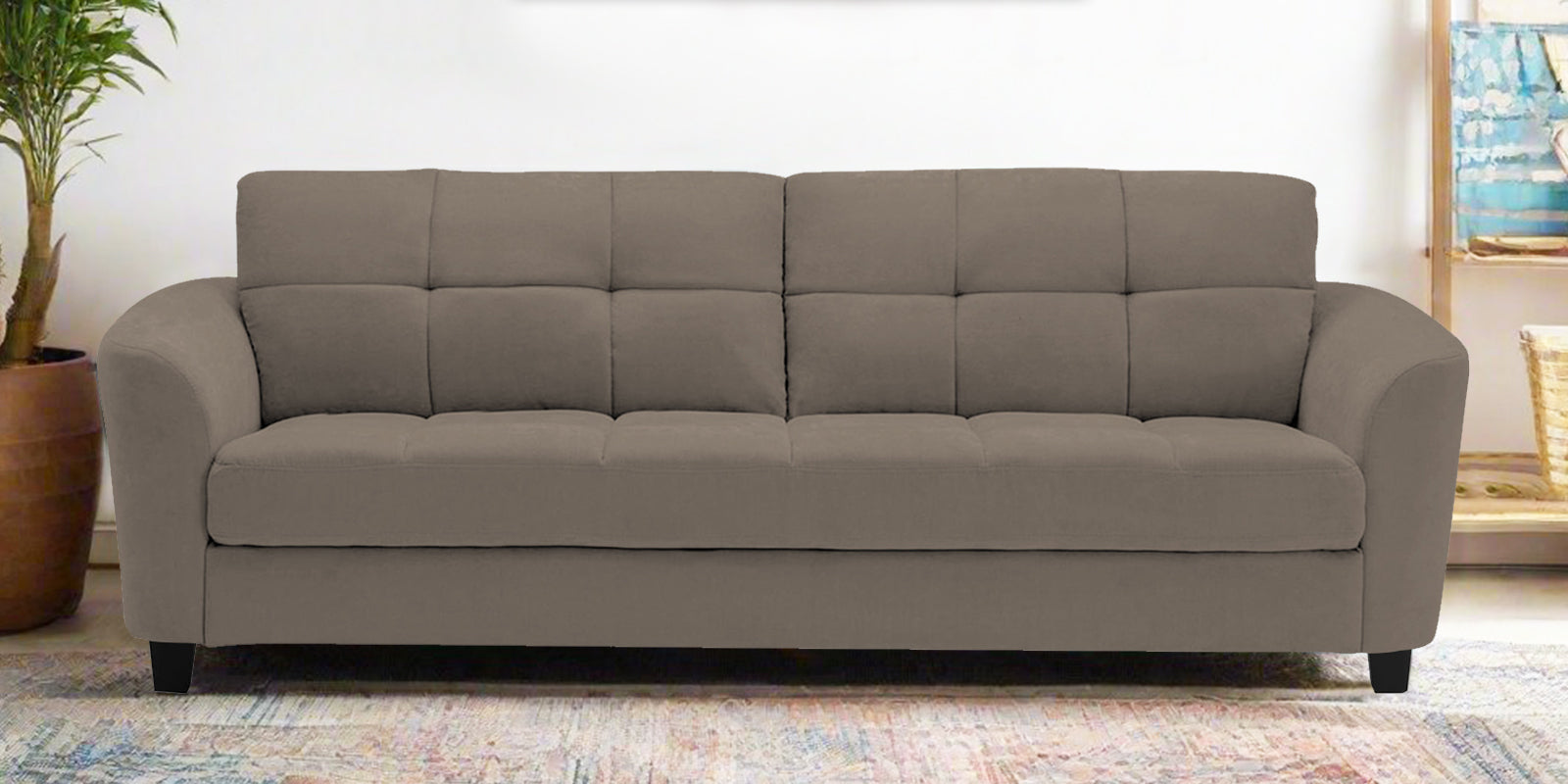 Mulan Fabric 3 Seater Sofa In Hazel Beige Colour - Febonic Living