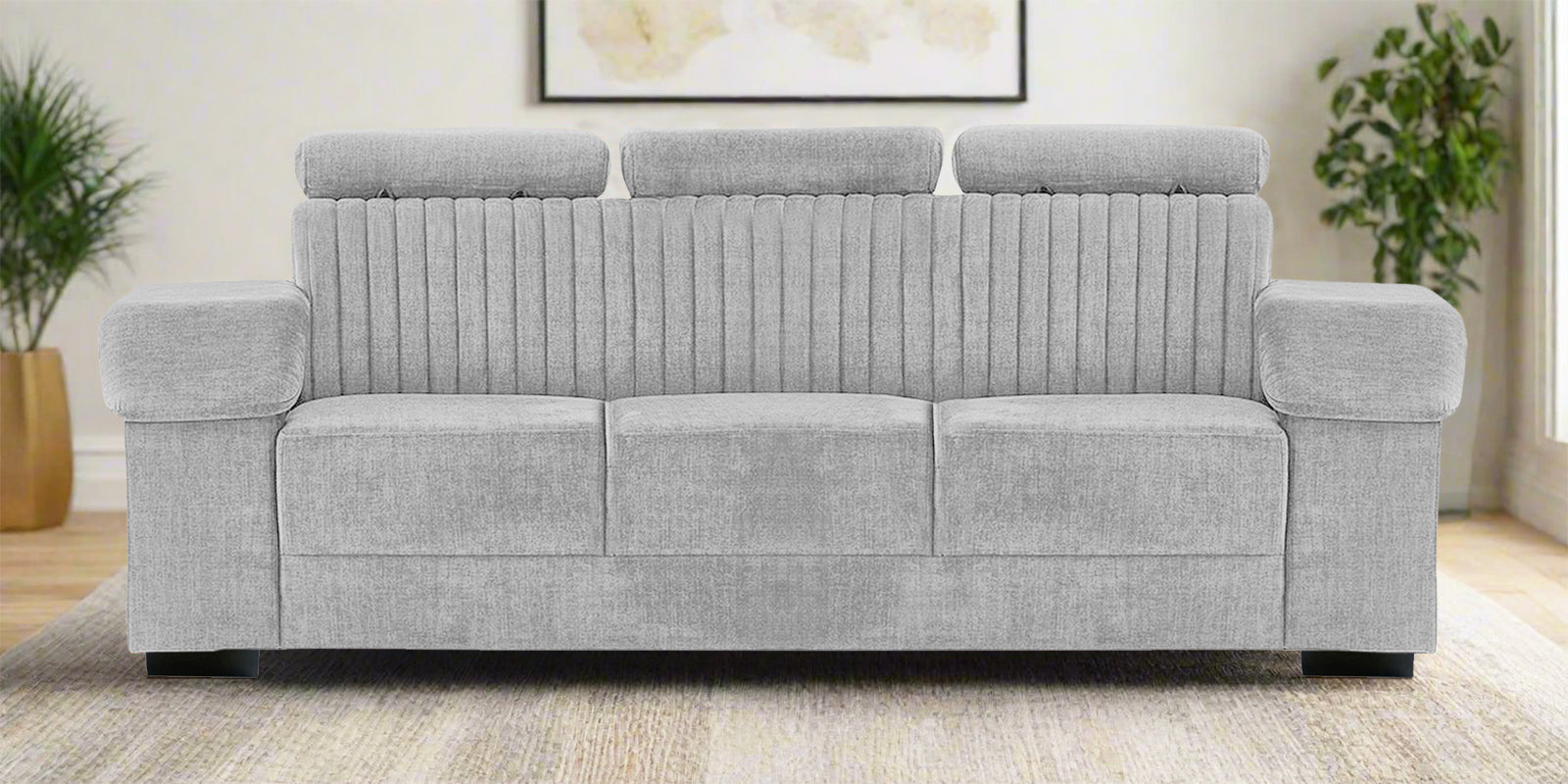 Draco Fabric 3 Seater Sofa In Lit Grey Colour - Febonic Living