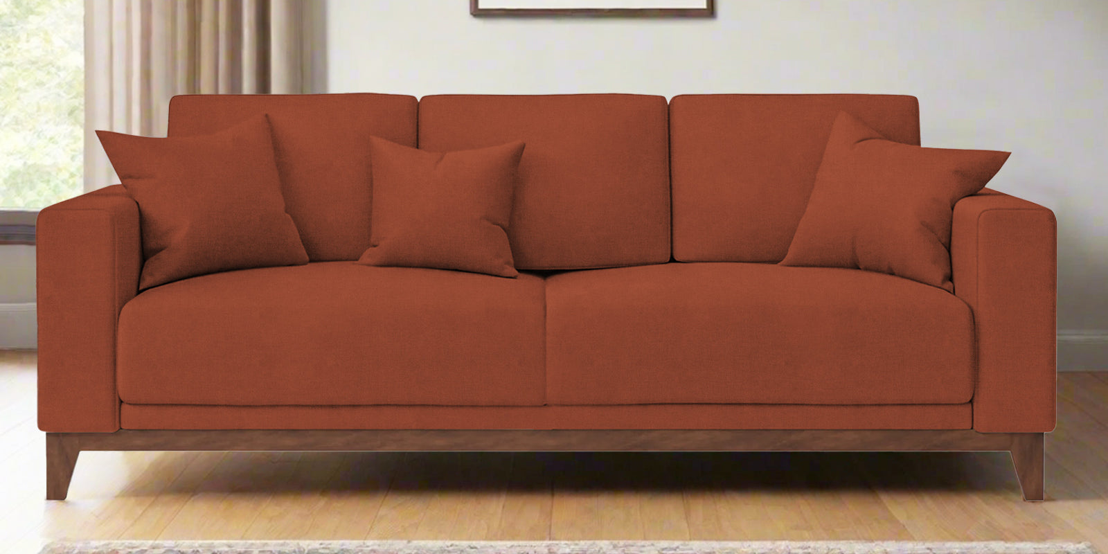 Luca Fabric 3 Seater Sofa In Royal Orange Colour - Febonic Living