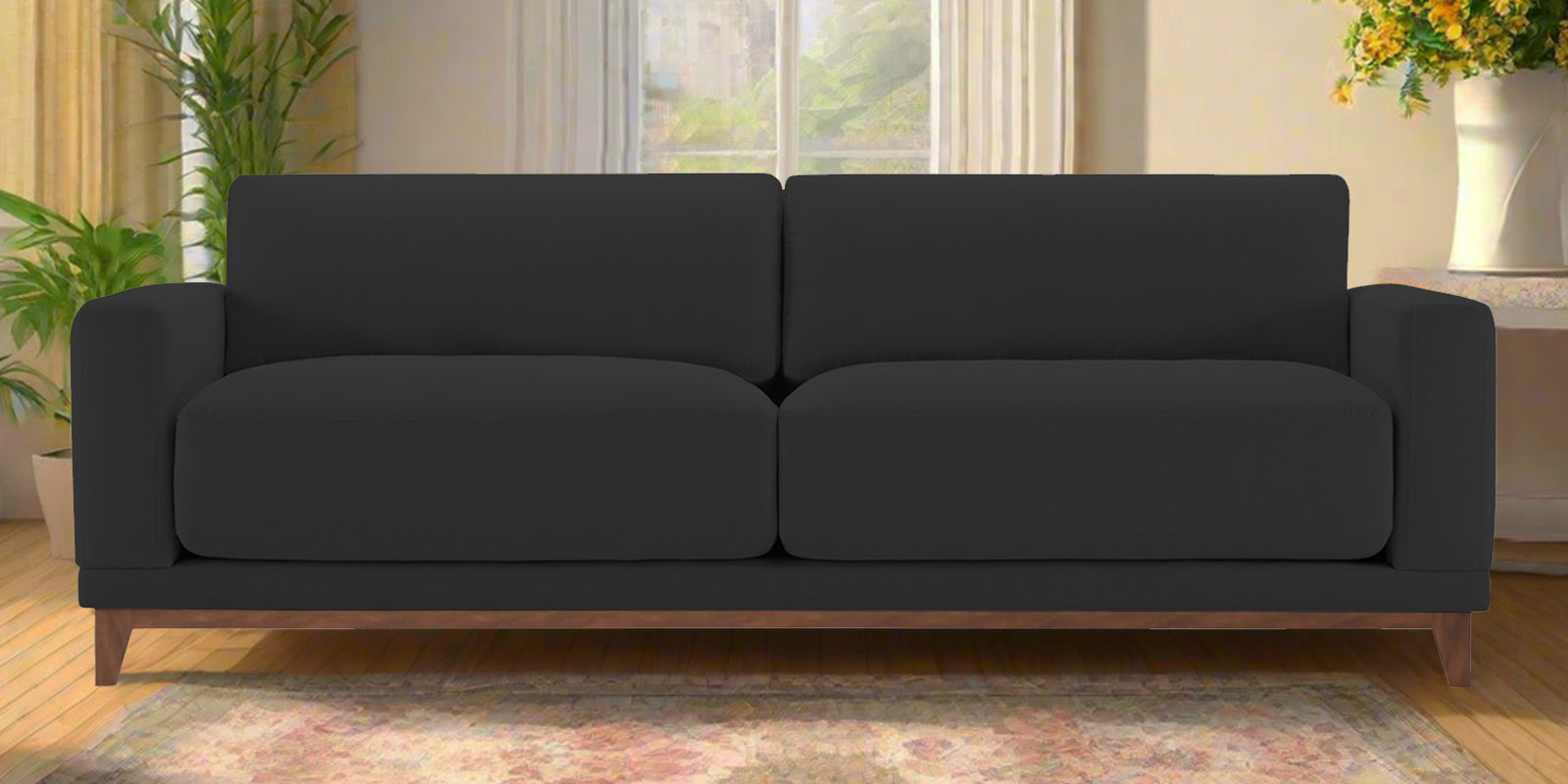 Esha Fabric 3 Seater Sofa In Bitter Black Colour - Febonic Living