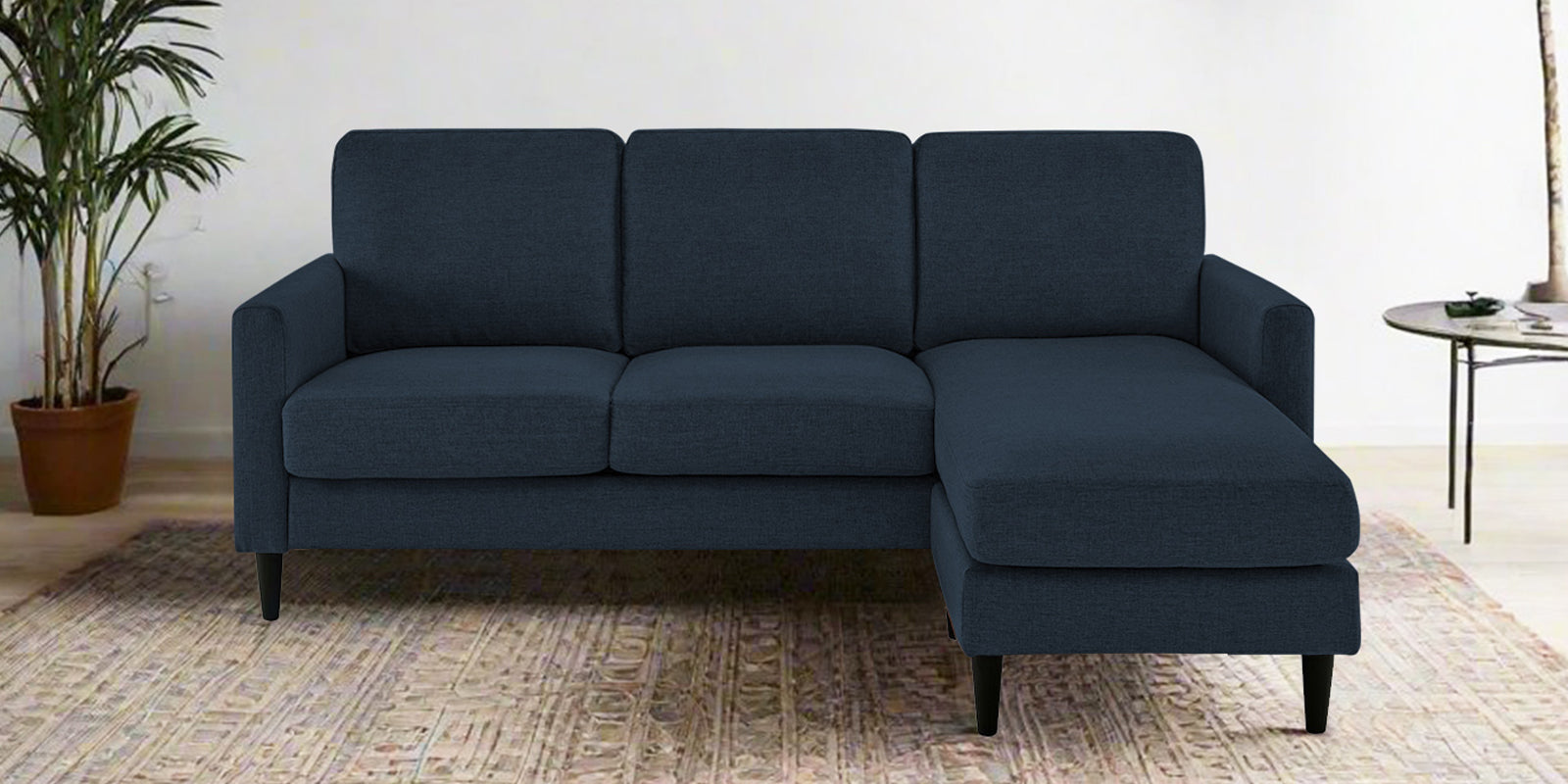 Romie Fabric LHS Sectional Sofa (2+Lounger) In Denim Blue Colour - Febonic Living