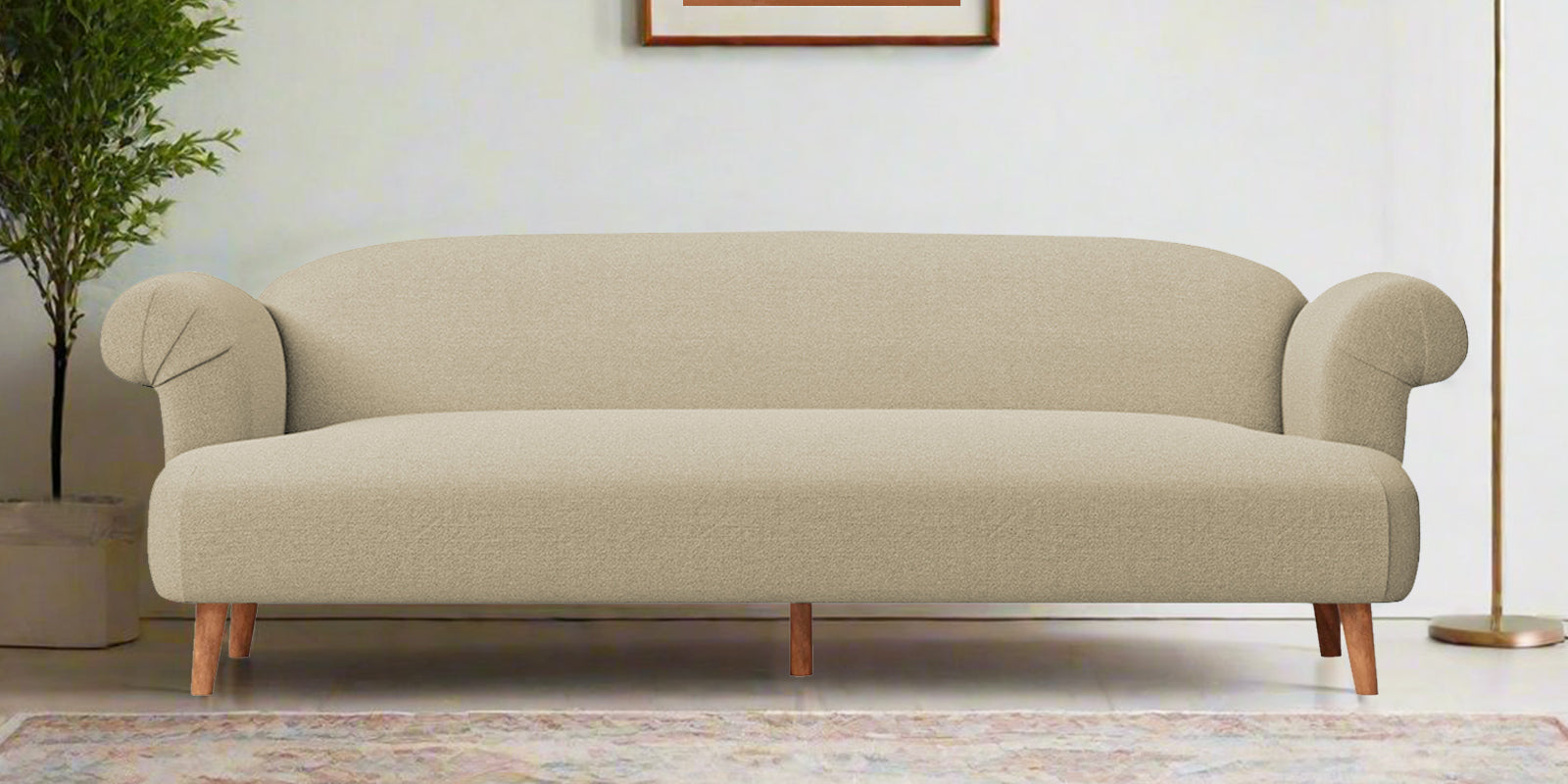 Barber Fabric 3 Seater Sofa In Honey Beige Colour - Febonic Living