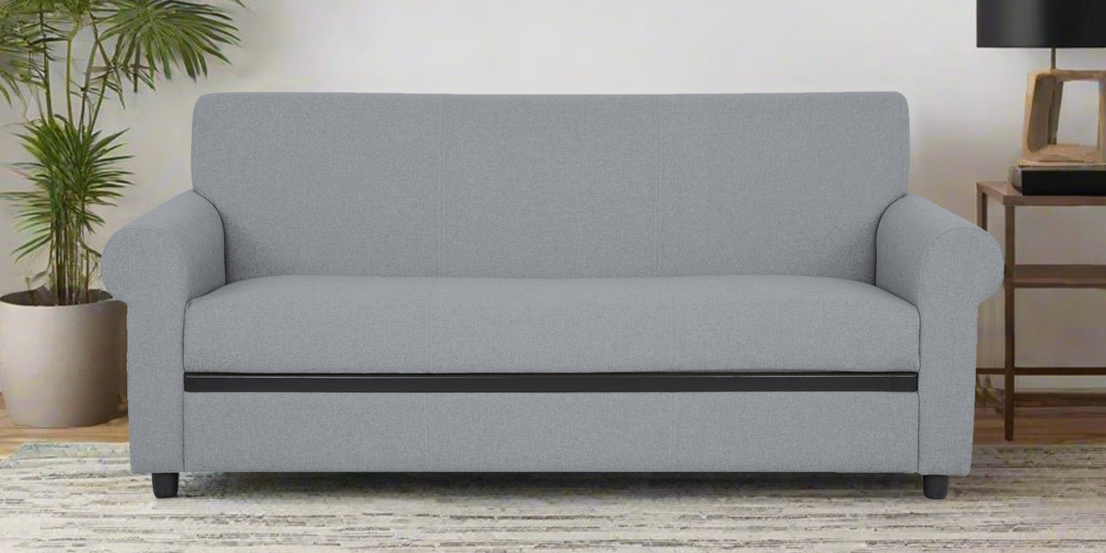 Ribby Fabric 3 Seater Sofa in Coin Grey Colour