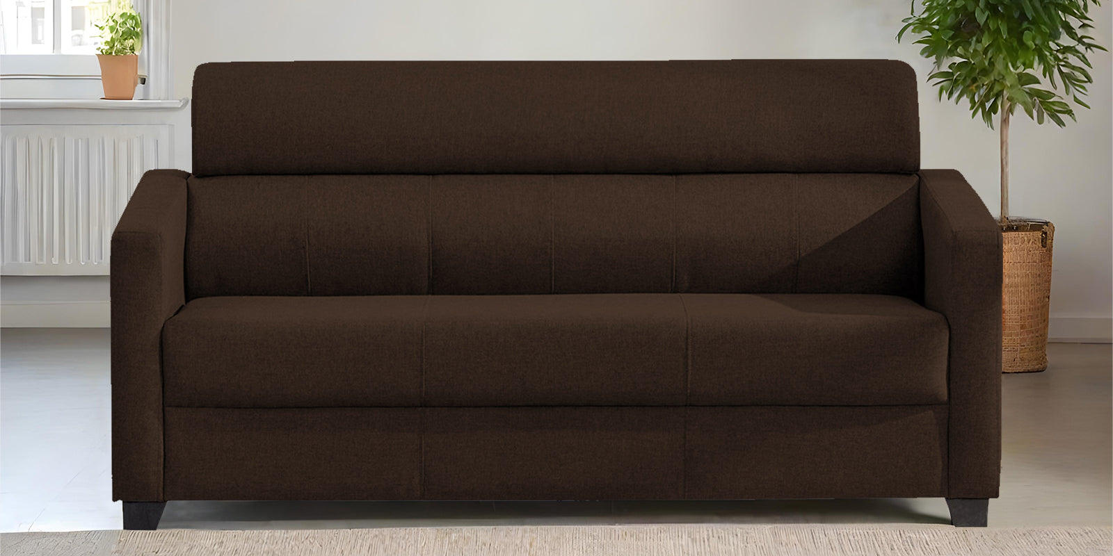 Devo Fabric 3 Seater Sofa In Cidar Brown Colour - Febonic Living