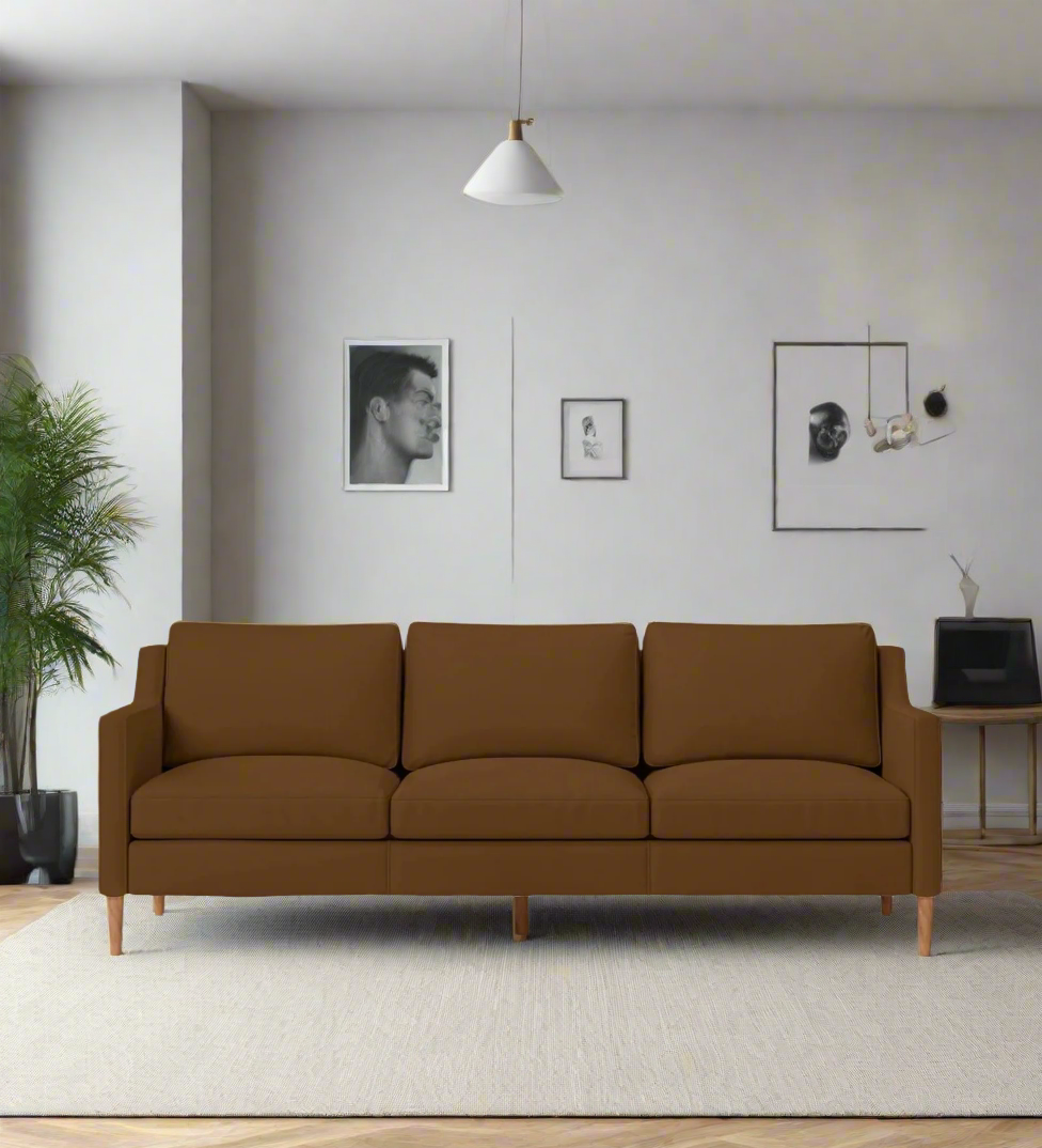 Greco Leatherette 3 Seater Sofa In Brown Colour - Febonic Living