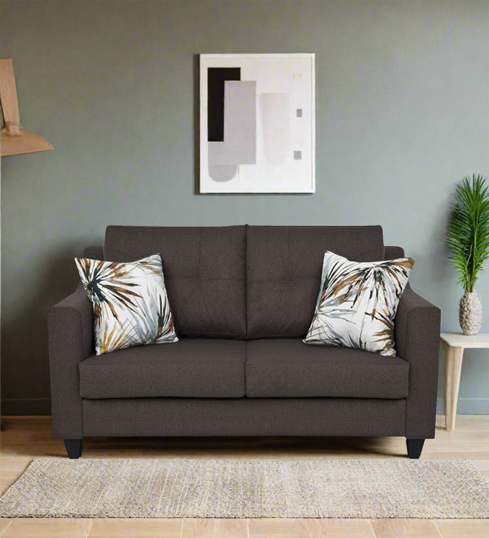 Welly Fabric 2 Seater Sofa In Caspa Brown Colour - Febonic Living