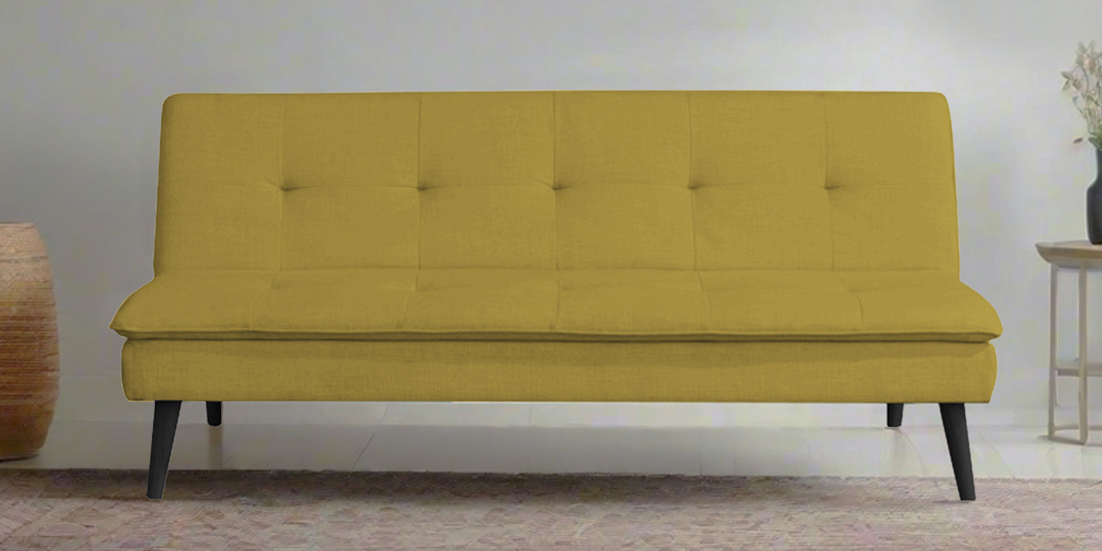 Toner Fabric 3 Seater Convertible Sofa Cum Bed In Parrot Green Colour - Febonic Living