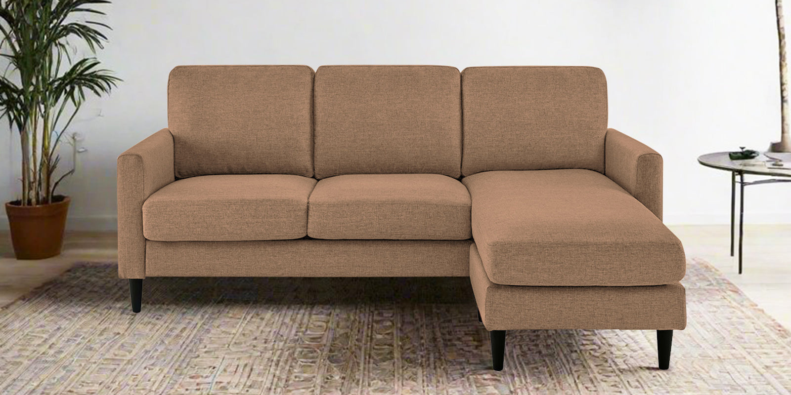 Romie Fabric LHS Sectional Sofa (2+Lounger) In Cosmic Beige Colour - Febonic Living