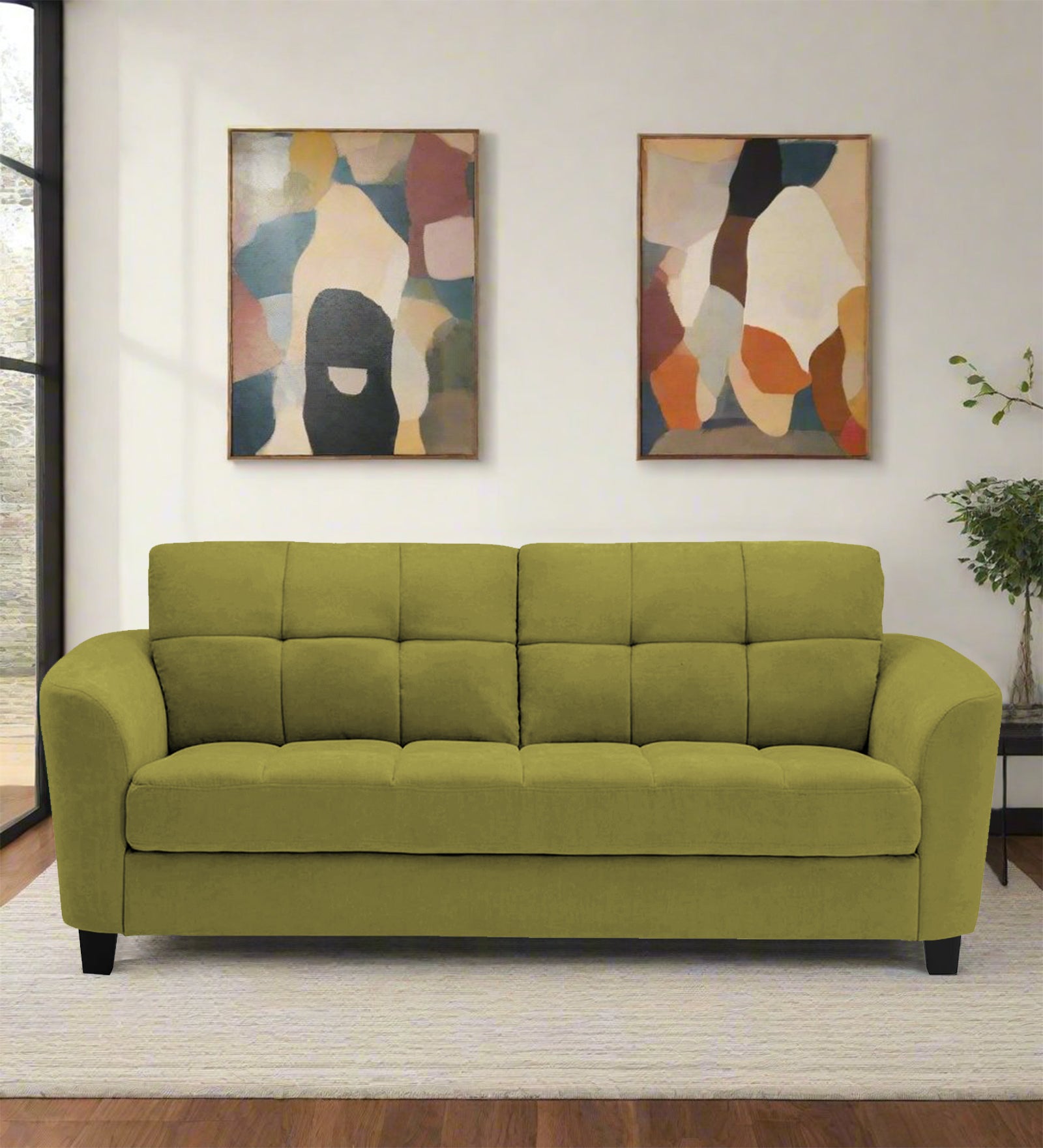 Mulan Fabric 2 Seater Sofa In Kelly Green Colour - Febonic Living