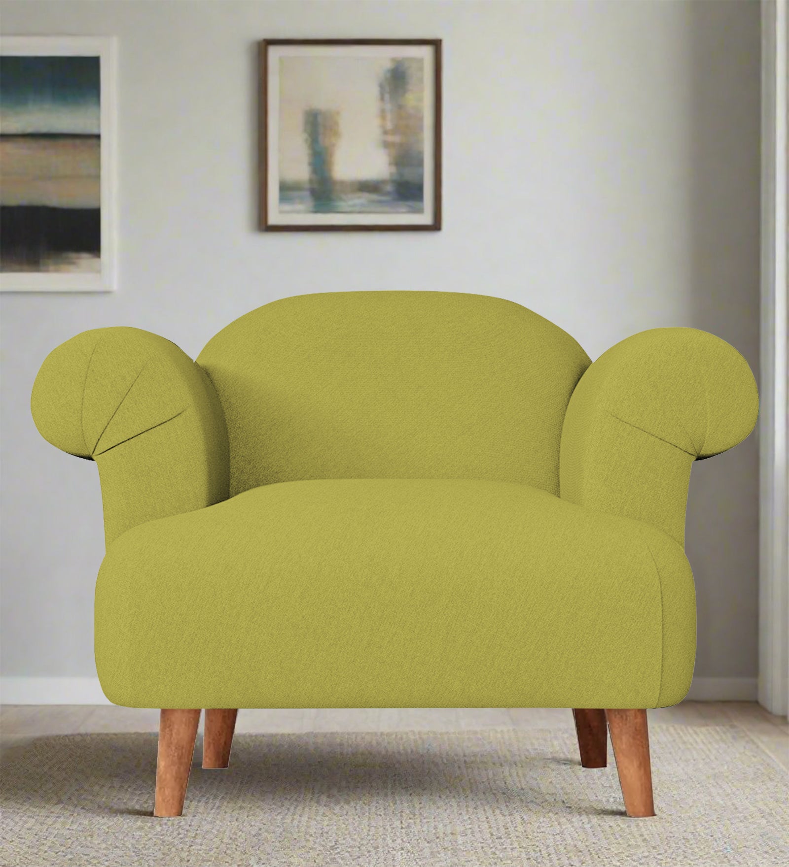 Barber Fabric 1 Seater Sofa In Kelly Green Colour - Febonic Living