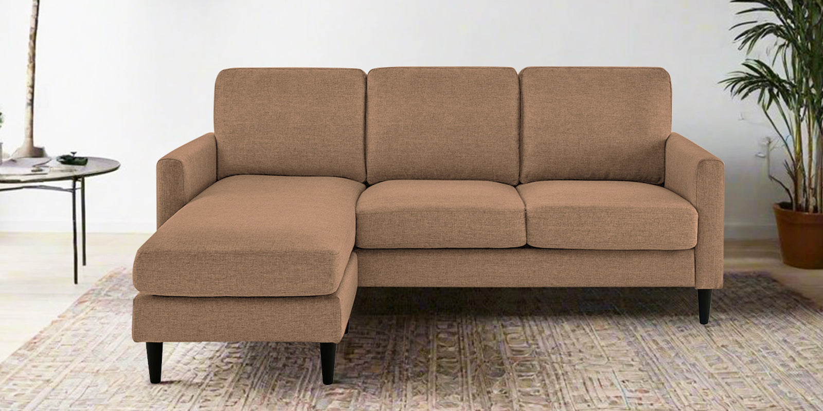 Romie Fabric RHS Sectional Sofa (2+Lounger) In Cosmic Beige Colour - Febonic Living