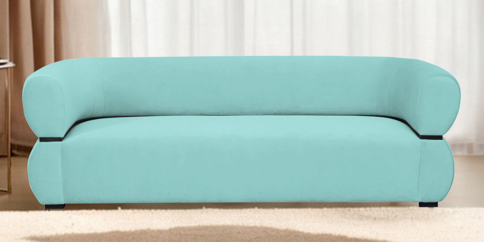 Kula Velvet 3 Seater Sofa In Barmunda Aqua Colour - Febonic Living