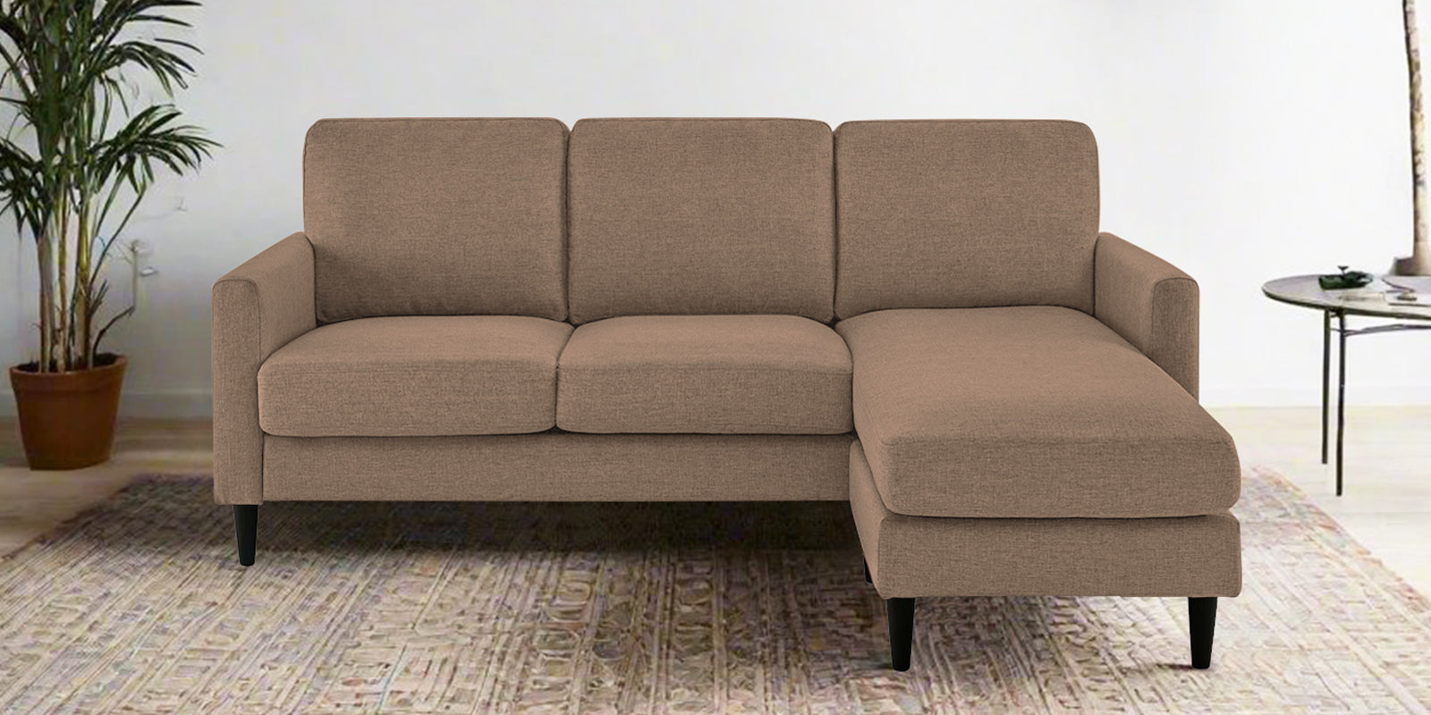 Romie Fabric LHS Sectional Sofa (2+Lounger) In Cookie Beige Colour - Febonic Living