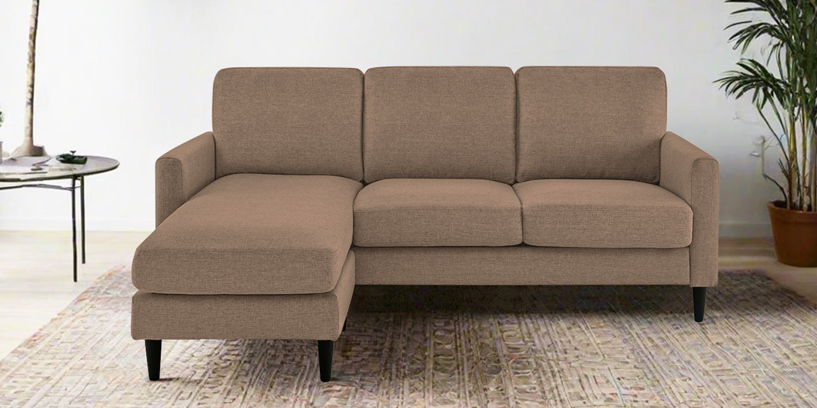 Romie Fabric RHS Sectional Sofa (2+Lounger) In Cookie Beige Colour - Febonic Living