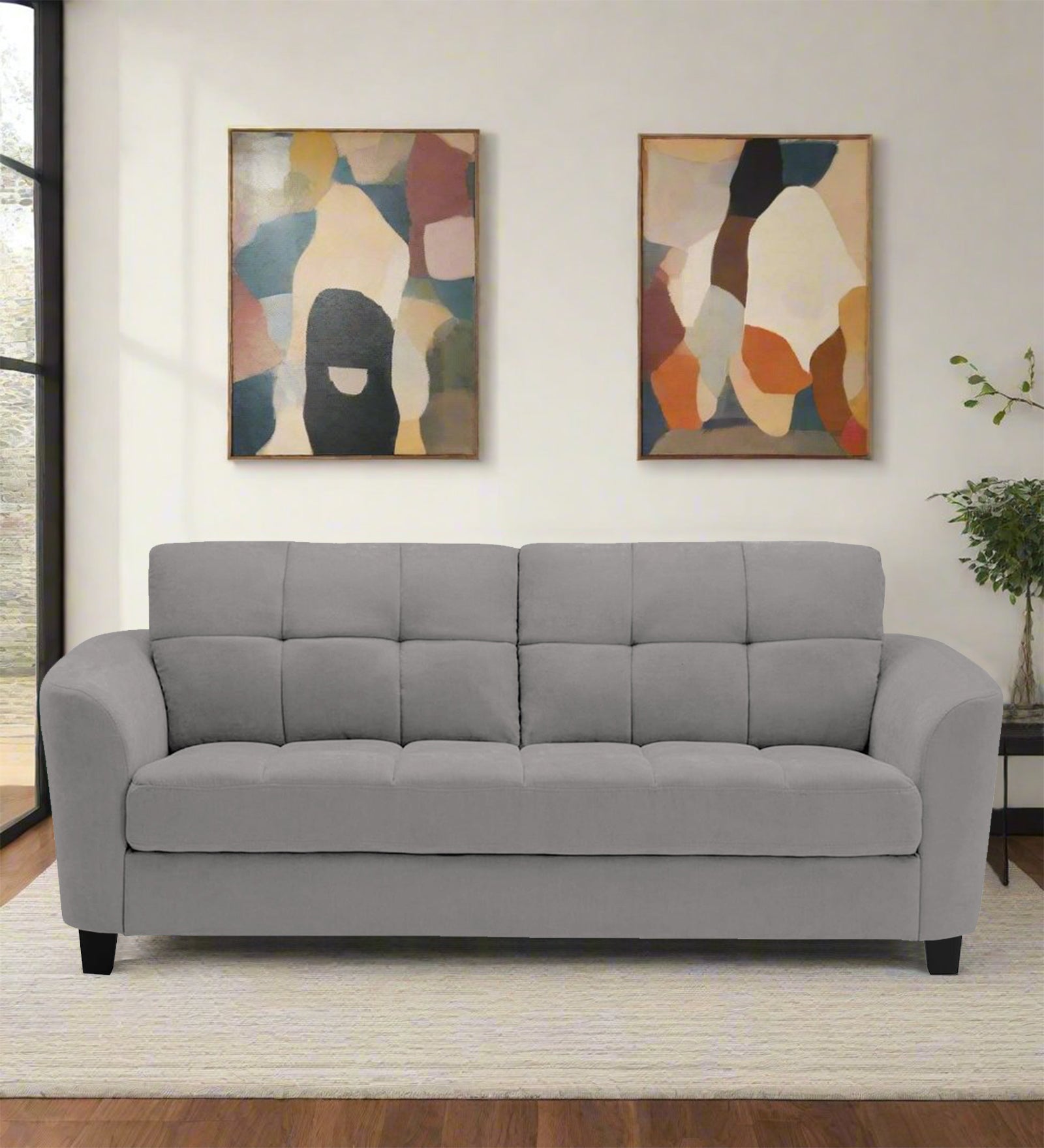 Mulan Fabric 2 Seater Sofa In Silver Grey Colour - Febonic Living