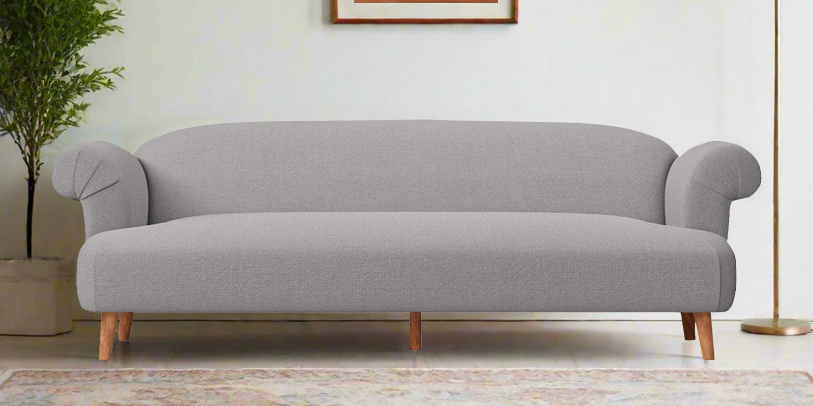 Barber Fabric 3 Seater Sofa In Silver Grey Colour - Febonic Living