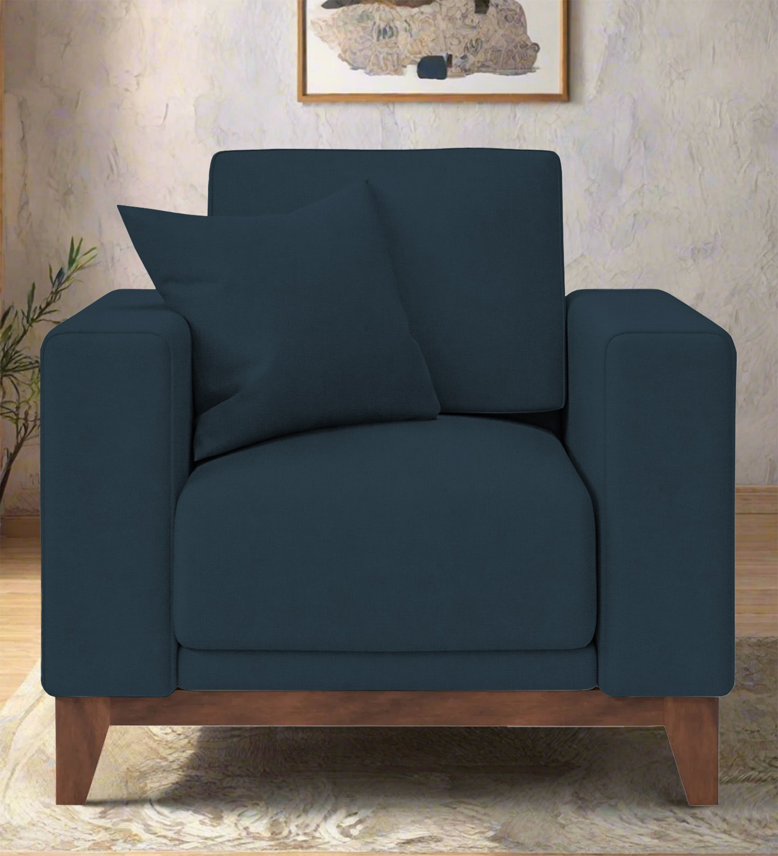 Luca Fabric 1 Seater Sofa In Cool Blue Colour - Febonic Living