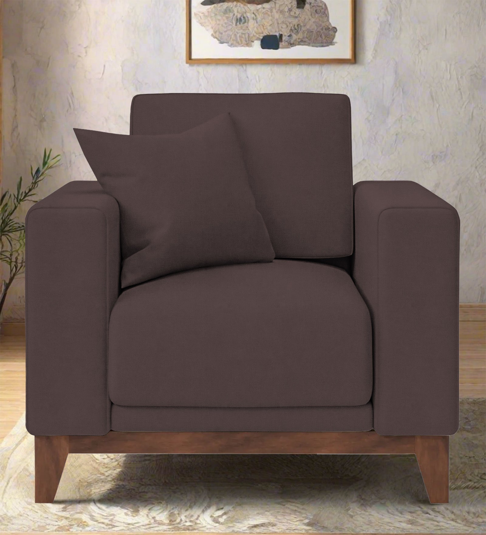 Luca Fabric 1 Seater Sofa In Night Brown Colour - Febonic Living