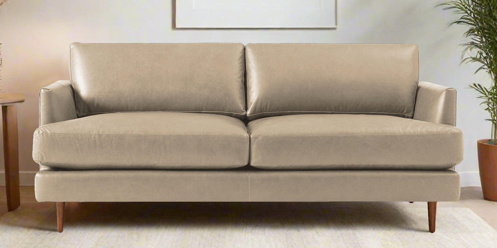 Sterio Leatherette 2 Seater Sofa In Tan Beige Colour - Febonic Living