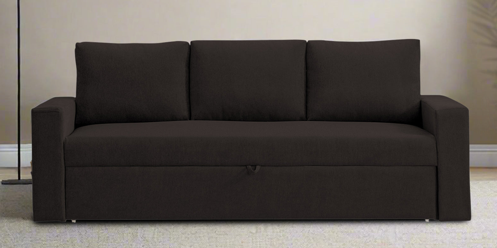 Kara Fabric 3 Seater Pull Out Sofa Cum Bed In Cara Brown Colour - Febonic Living