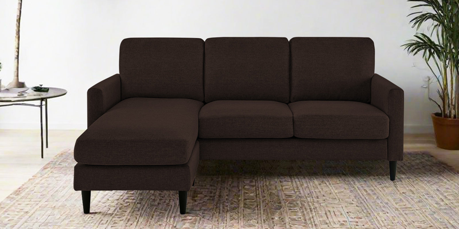 Romie Fabric RHS Sectional Sofa (2+Lounger) In Coffee Brown Colour - Febonic Living