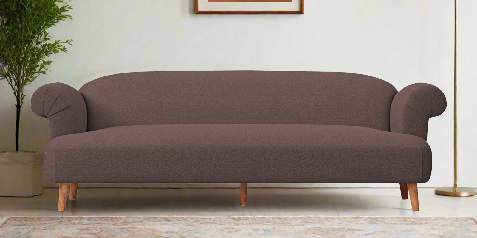 Barber Fabric 3 Seater Sofa In Night Brown Colour - Febonic Living