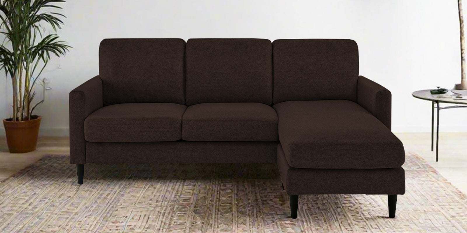 Romie Fabric LHS Sectional Sofa (2+Lounger) In Coffee Brown Colour - Febonic Living
