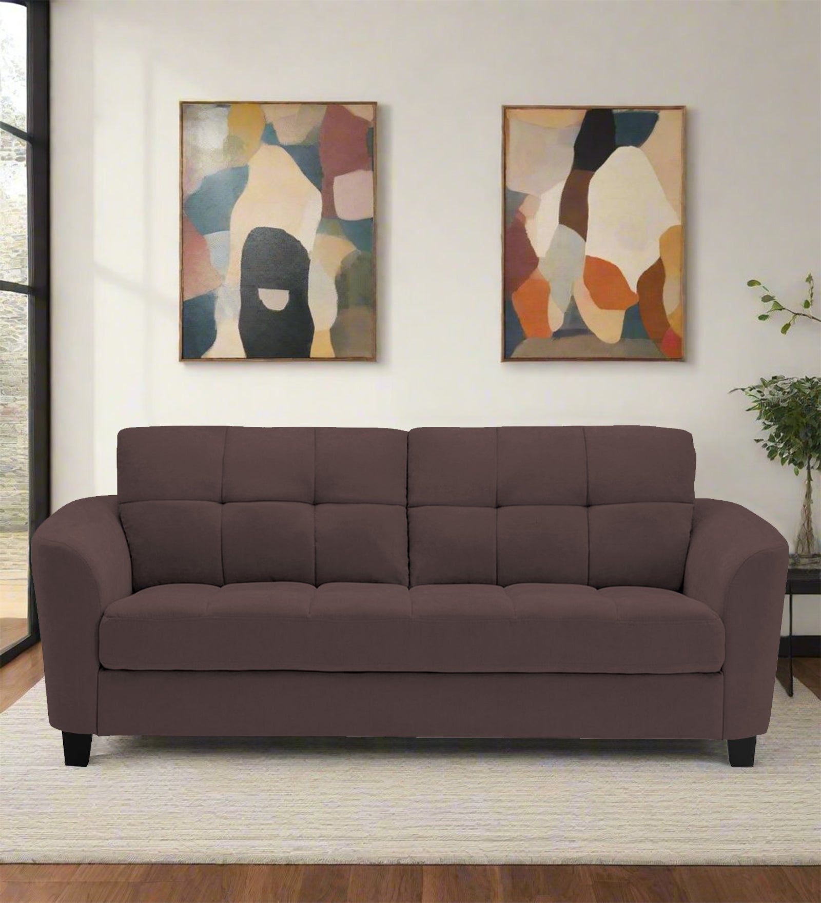 Mulan Fabric 2 Seater Sofa In Night Brown Colour - Febonic Living