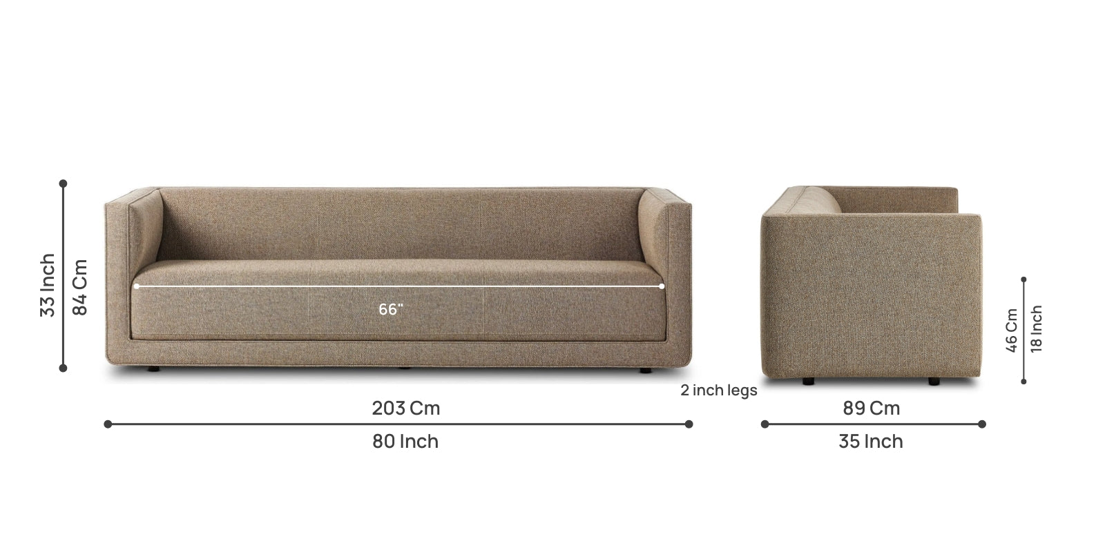 Castle Jute Fabric 3 Seater Sofa In Caspa Brown Colour - Febonic Living
