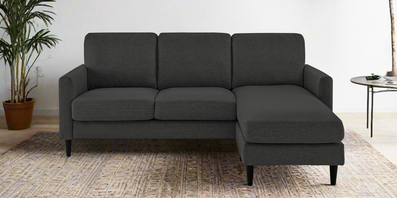 Romie Fabric LHS Sectional Sofa (2+Lounger) In Charcoal Grey Colour - Febonic Living