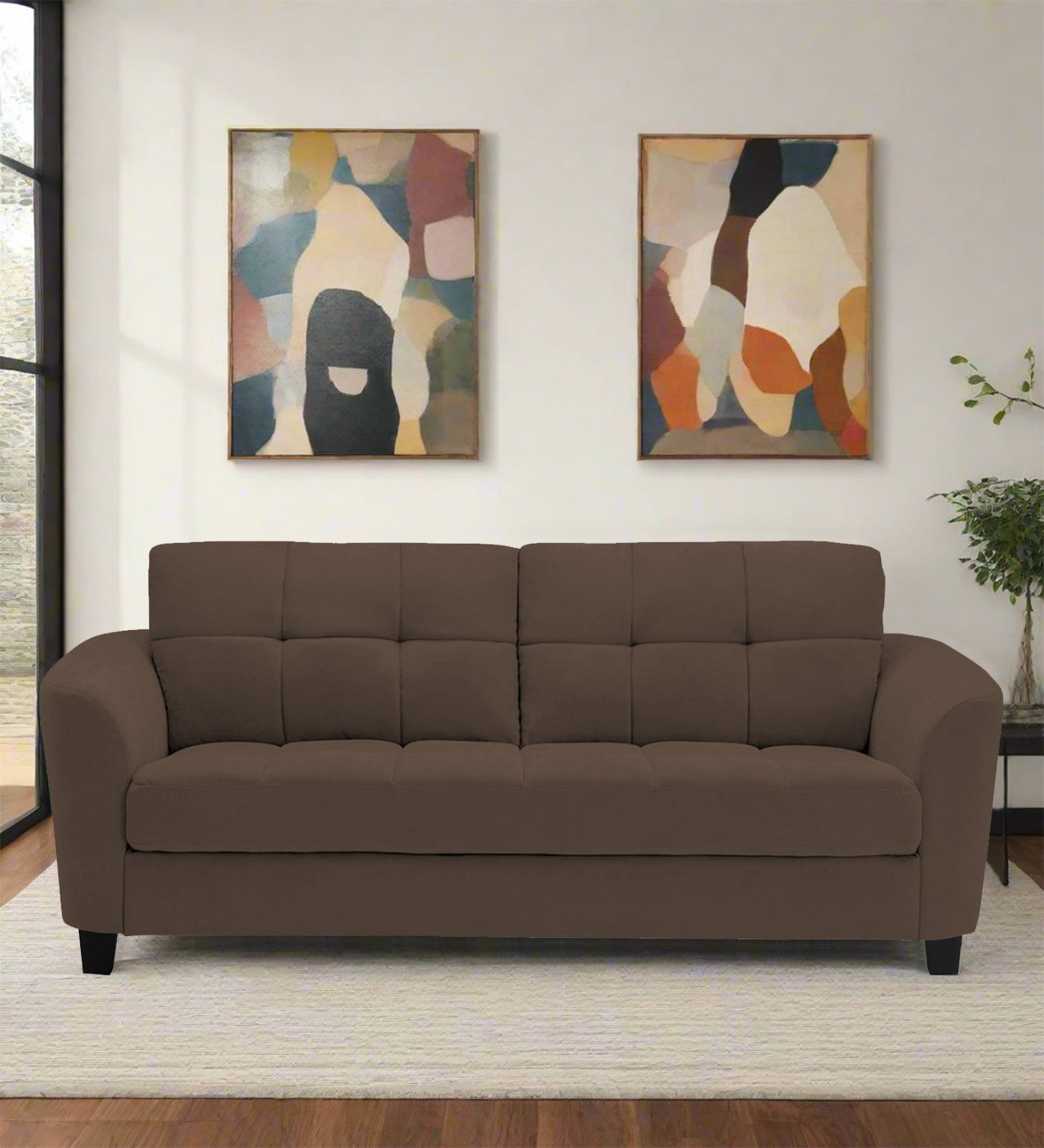 Mulan Fabric 2 Seater Sofa In Rose Brown Colour - Febonic Living