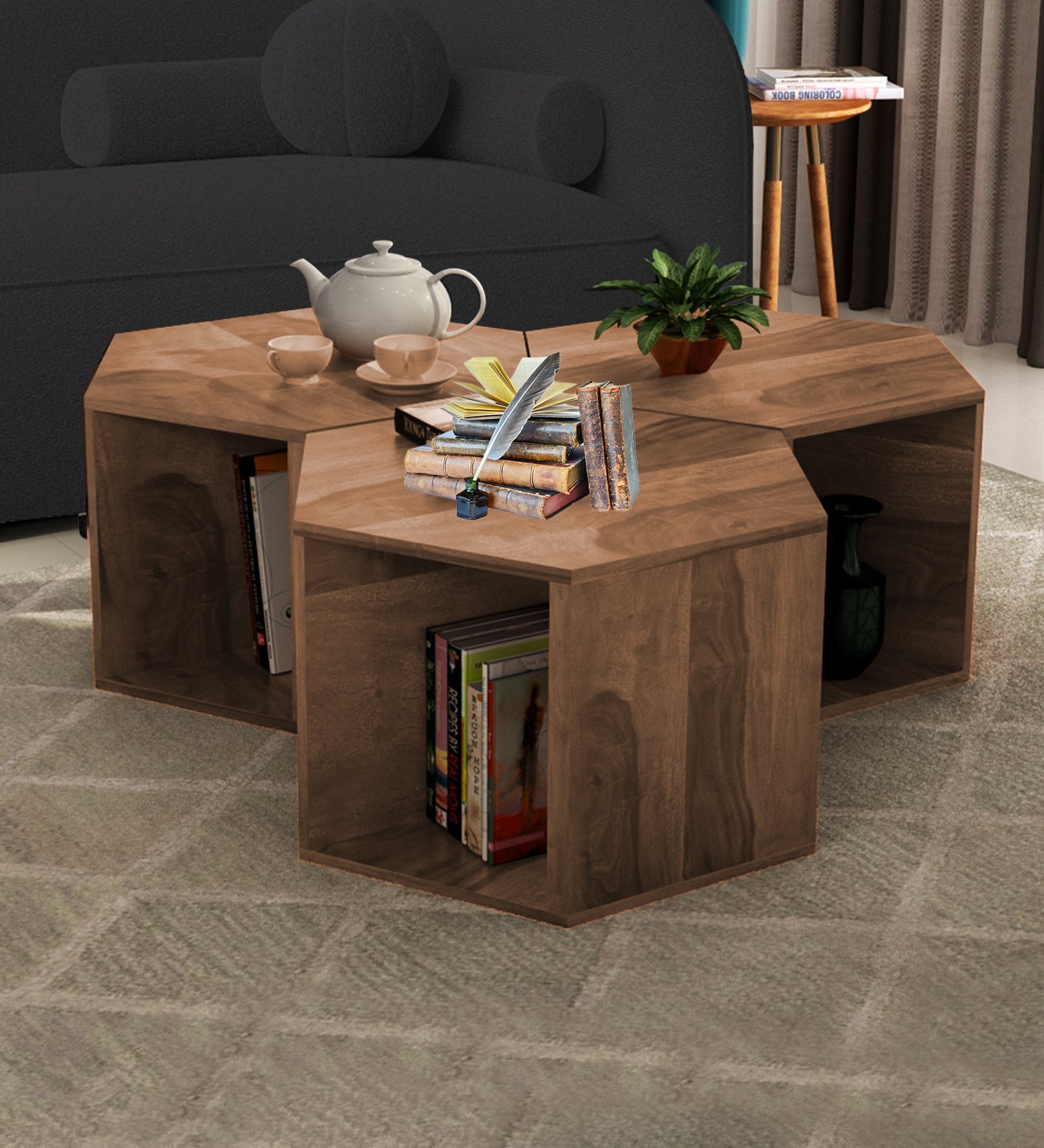 Mann Nesting Table In Oral Walnut Finish - Febonic Living
