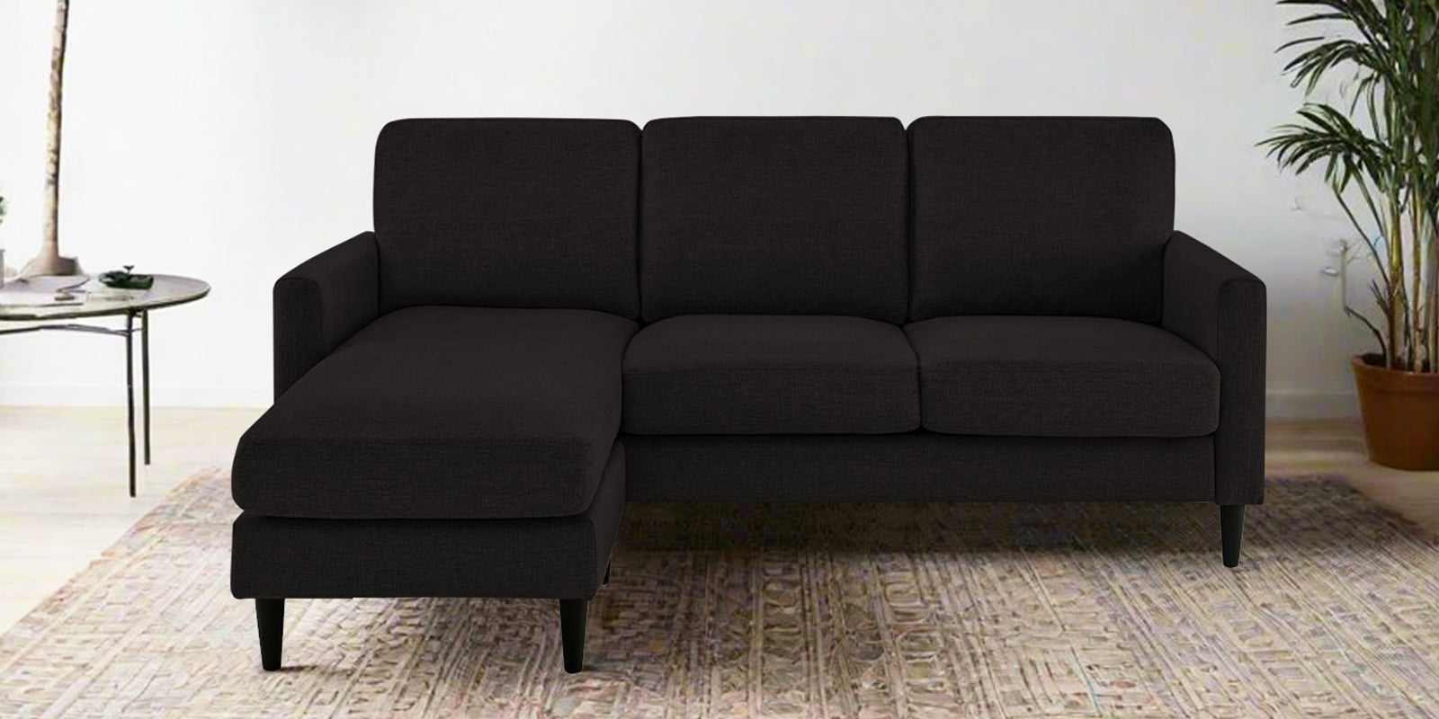 Romie Fabric RHS Sectional Sofa (2+Lounger) In Cara Brown Colour - Febonic Living