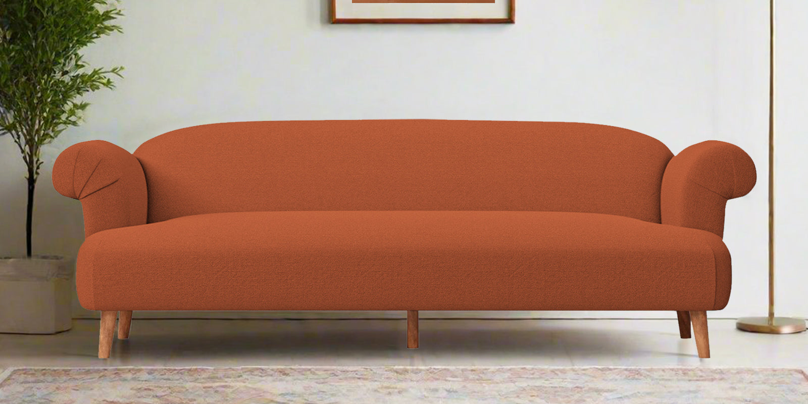 Barber Fabric 3 Seater Sofa In Royal Orange Colour - Febonic Living